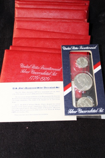 10 1776-1976 Bicentennial Silver Uncirculated set, the "Red Pack"