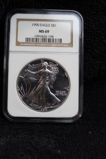 1990 1 oz. Silver American Eagle BU MS 69 NGC