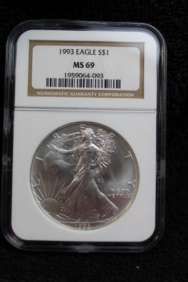 1993 1 oz. Silver American Eagle BU MS 69 NGC