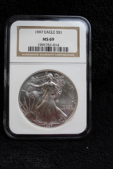 1997 1 oz. Silver American Eagle BU MS 69 NGC