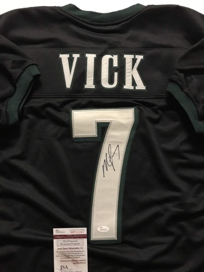 Autographed/Signed Michael Mike Vick Philadelphia Black Football Jersey JSA COA