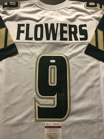 Autographed/Signed Quinton Flowers South Florida USF White Football Jersey JSA COA