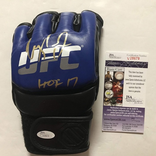 Autographed/Signed Urijah Faber HOF 17" Blue UFC MMA Glove Ultimate Fighting JSA COA