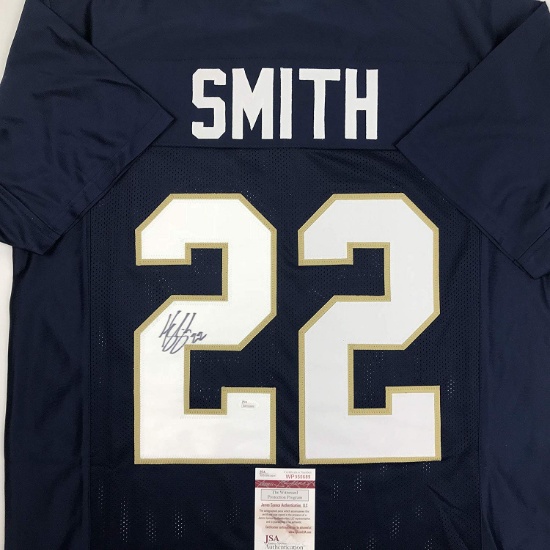Autographed/Signed Harrison Smith Notre Dame Blue College Football Jersey JSA COA