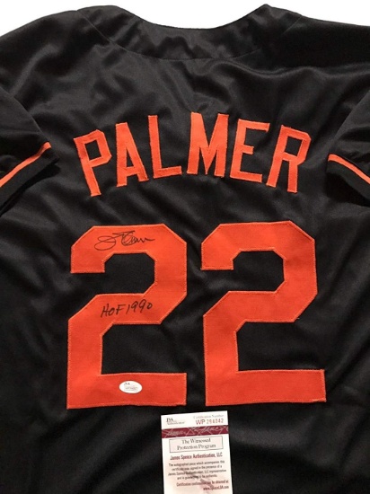 Autographed/Signed Jim Palmer"HOF 1990" Baltimore Black Baseball Jersey JSA COA