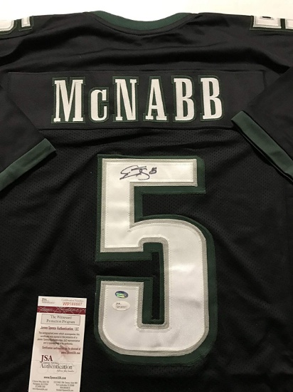 Autographed/Signed Donovan McNabb Philadelphia Black Football Jersey JSA COA