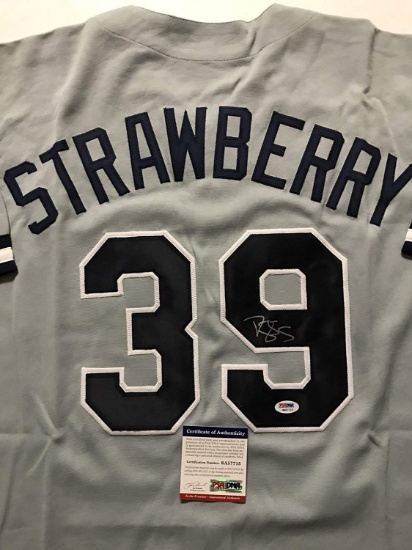 Autographed/Signed Darryl Strawberry New York Grey Baseball Jersey PSA/DNA COA