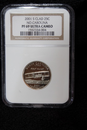 2001 S Clad North Carolina State Quarter PF 69 ULTRA CAMEO NGC