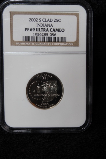 2002 S Clad Indiana State Quarter PF 69 ULTRA CAMEO NGC