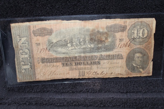 1864 $10 The Confederate States of America Richmond
