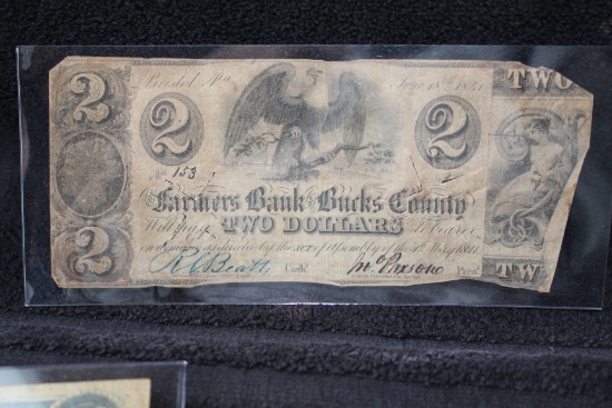 1841 $2 Farmers Bank of Bucks County