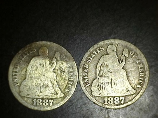 1887-S & 1887 Seated Liberty Dimes