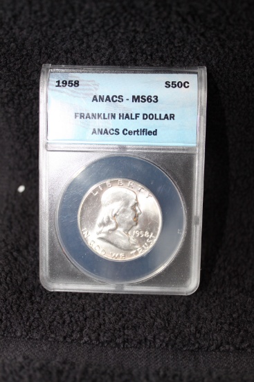 1958 Franklin Half Dollar MS 63 ANACS