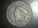 1822 Large Cent VG/F