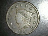 1827 Large Cent F/VF