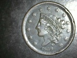 1839 Large Cent EF