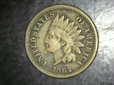 1862 Copper Nickel Indian Head Cent VF+