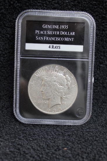 1935 Peace Dollar 4 RAYS