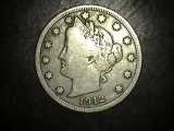 1912 S Liberty Head V Nickel F/VF