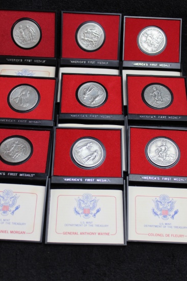 9 America's First Medals Pewter