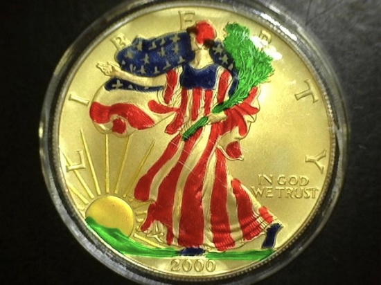 2000 1 oz.  Painted Silver American Eagle BU
