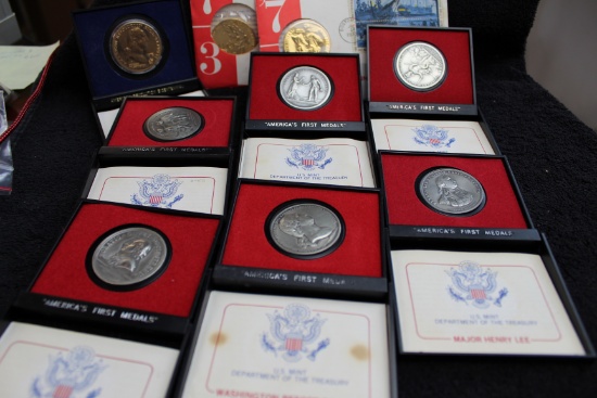 6 America's First Medals Pewter PLUS 3 1976 Bicentennial Commemorative Medals OGP
