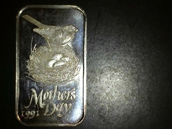 1991 1 oz. Silver Mother's Day Bar
