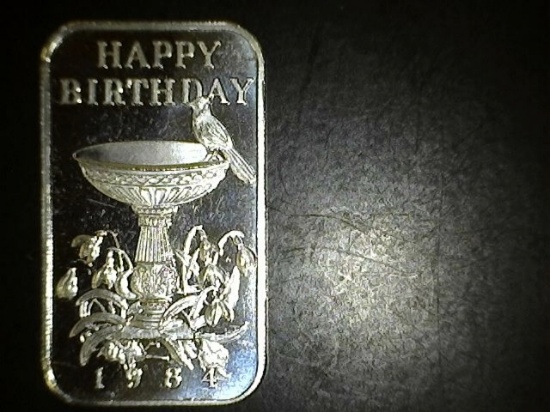 1984 1 oz. Silver Happy Birthday Bar