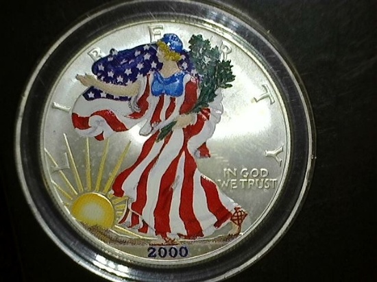 2000 1 oz.  Painted Silver American Eagle BU