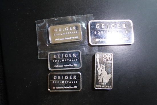 Lot of (5) Silver Bars