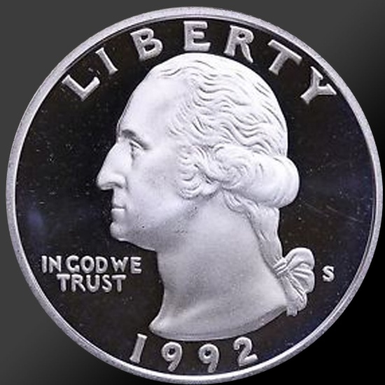 1992 90% Silver Washington Quarter Gem Proof Coin!