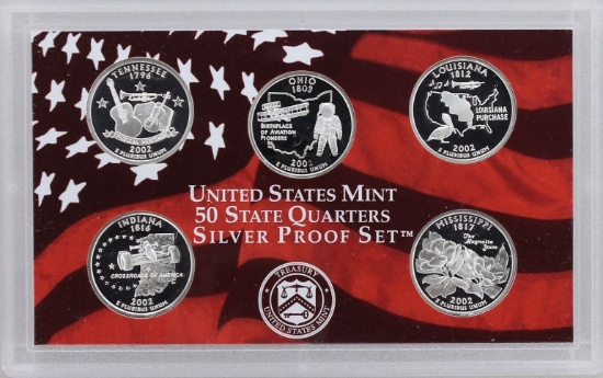 2002 90% Silver Washington State Quarters Set Gem Proof Coins!