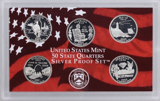 2003 90% Silver Washington State Quarters Set Gem Proof Coins!