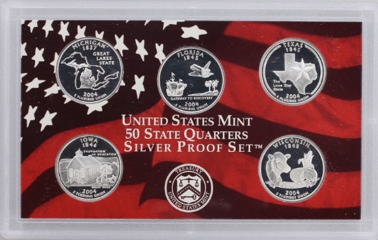 2004 90% Silver Washington State Quarters Set Gem Proof Coins!