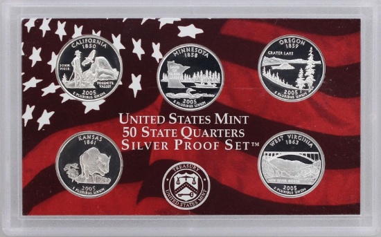 2005 90% Silver Washington State Quarters Set Gem Proof Coins!