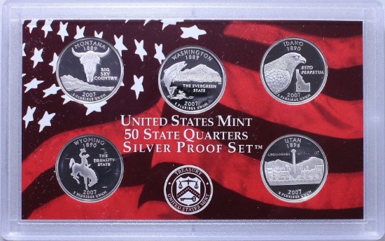 2007 90% Silver Washington State Quarters Set Gem Proof Coins!