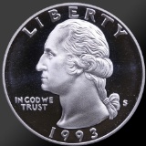 1993 90% Silver Washington Quarter Gem Proof Coin!