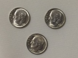 1955 P-D-S Lot of 3 Brilliant Uncirculated Dimes!