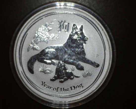 2018 $1 Year of the Dog 1 oz. Silver Round