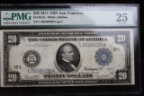 1914 $20 FRN San Francisco Silver Certificate Fr#1011c White| Mellon 25VF PMG