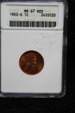 1953 S Lincoln Cent MS 67 RED ANACS