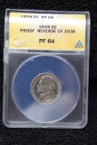 1939 Jefferson Nickel Proof Reverse of 1938 PF 64 ANACS