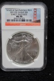 2011 1 oz. Silver American Eagle MS 70 NGC Struck at San Francisco Early Releases