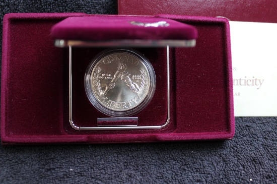 1988 US Olympics Commemorative Silver Dollar UNC Box & COA