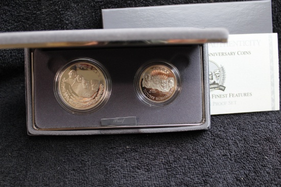 1991-S 2 pc. Mt. Rushmore Commemorative Proof Silver Dollar & Half   BOX & COA