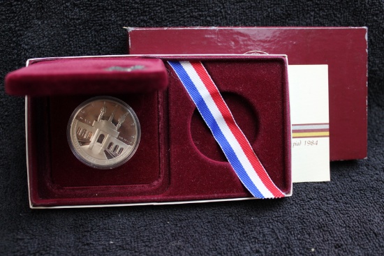 1984 Olympic Proof Silver Dollar Commemorative w/ Box COA