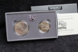 1991 2 pc. Mt. Rushmore Commemorative Unc Silver Dollar & Half   BOX & COA