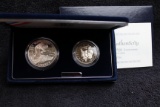 1993-p 2 pc World War II PROOF Silver Dollar & Half  BOX & COA
