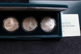 1994- 3 pc Veterans Silver Dollars UNC Commemoratives orig box w/coa