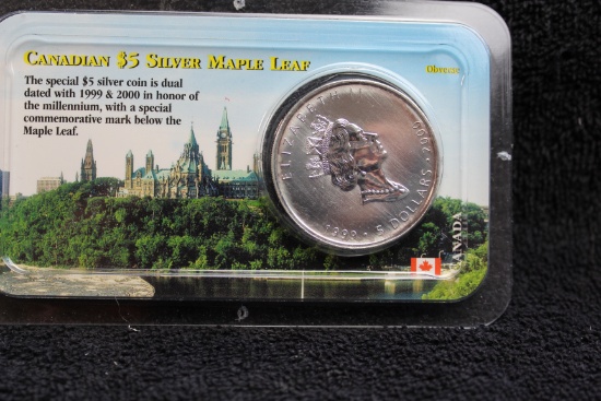 1999-2000 $5 1 oz. Silver Canadian Maple Leaf Privi Mark BU RCM Sealed